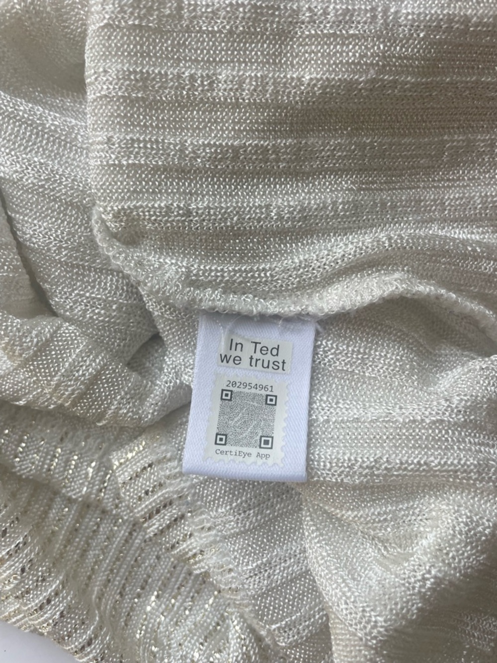 Light Cream Ribbed Short-Sleeve Knit Top - Picture 7 of 7